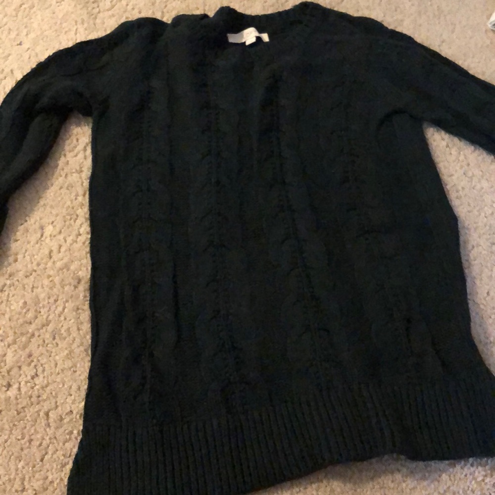 Dark green cable knit sweater
